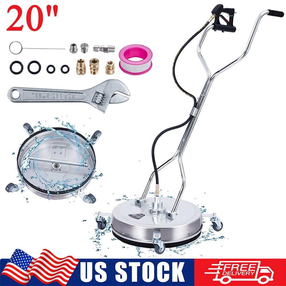 20 Inch Heavy-Duty Pressure Washer Surface Cleaner 4000PSI Dual Handle Wheels Quick Connect