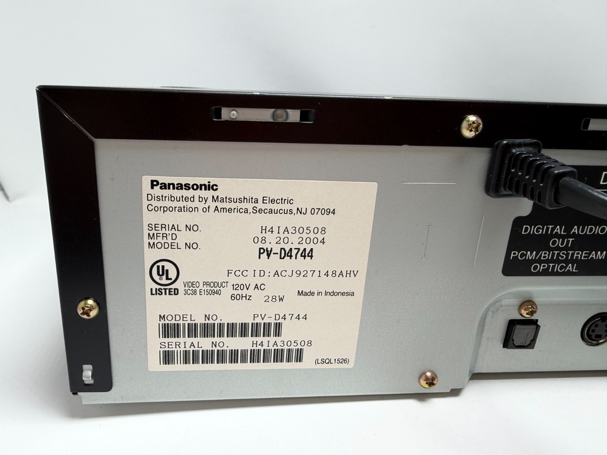 Panasonic PV-D4744 DVD VCR Combo - FOR PARTS - Good VCR / Bad DVD