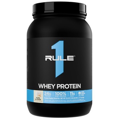 Rule 1 R1 Whey Blend, Vanilla Ice Cream-1.96 lbs Powder-24g Concentrates,