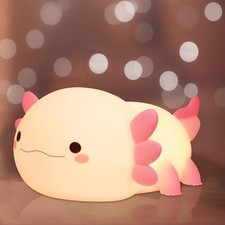Axolotl Gifts, Cute Axolotl Night Light Axolotls Lamp for Kids, Soft Silicone...
