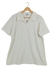 M&S Mode Damen Poloshirt Gr. 52/XXL Weiß Strukturmuster Kurzarm