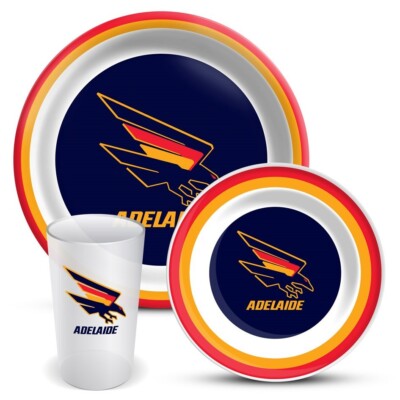 AFL 3 Piece Dinner Set - Adelaide Crows - Melamine Plate, Bowl, Cup