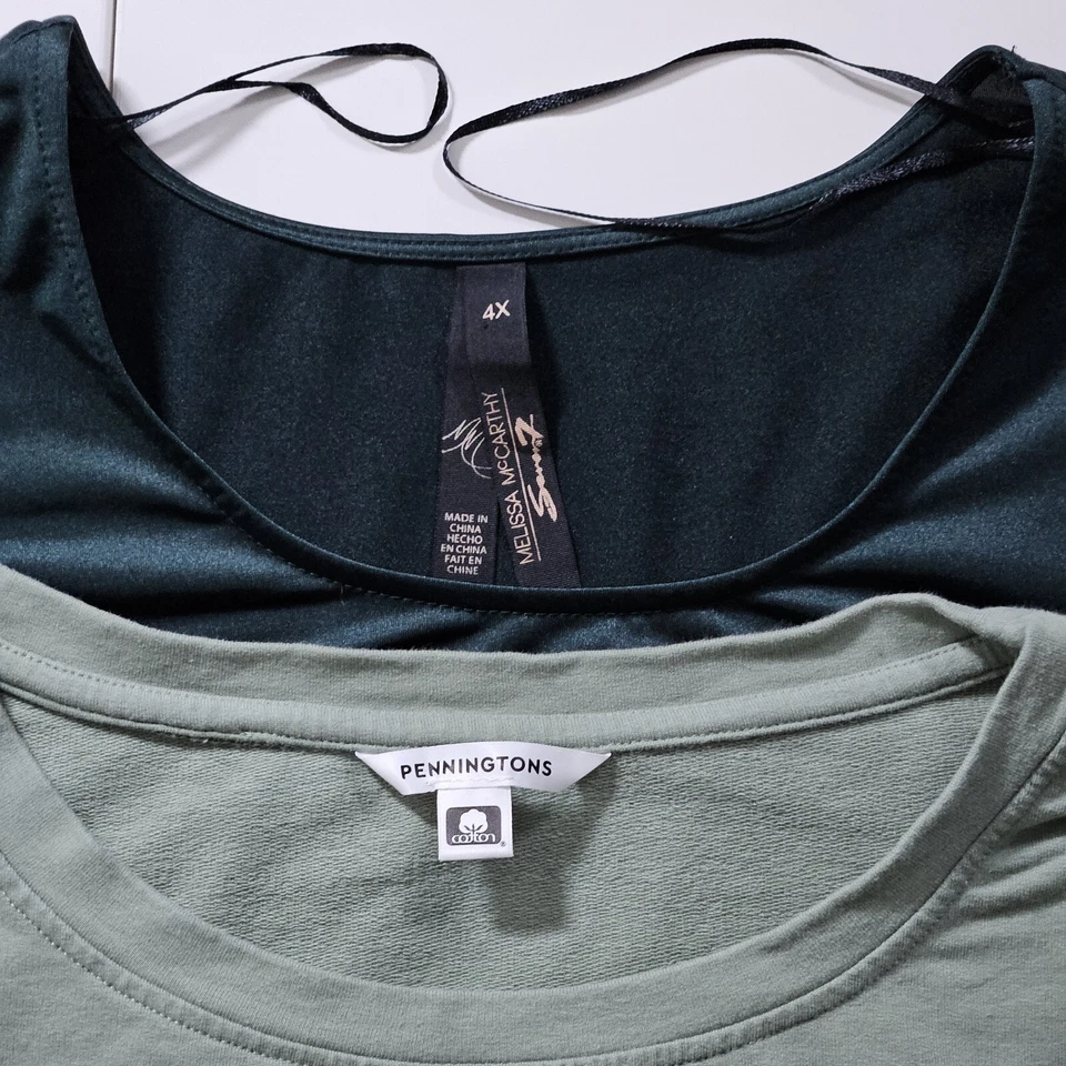 Top Mujer 4X Lote de 2 Penningtons Verdes Melissa McCarthy Seven 7 LS Lagenlook Foto 2 de 4