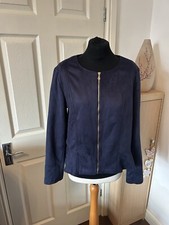 Kim & Co Size Xl Jacket Womens Faux Suede Navy Zip Front Casual Uk 18