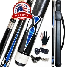 Palo de billar de 2 piezas y estuche rígido recubiertos con 9 capas de barniz US