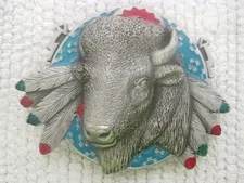 1994 The Great American Buckle Co Buffalo Head #4182 Belt Buckle 3 1/2" x 2 3/4"