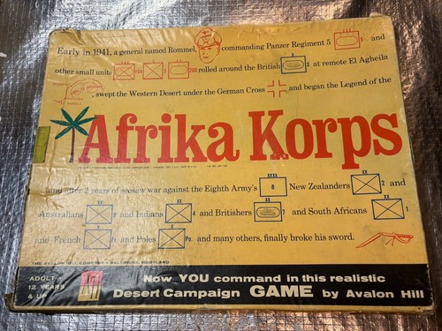 AFRIKA KORPS AVALON HILL, ROMMEL’s PANZER’S Swept Africa NOW YOU CAN BOARDgame