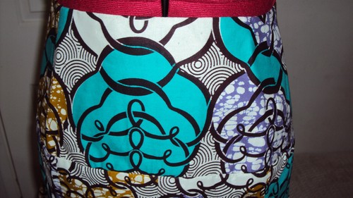 Ankara Falda y Chaqueta Top Estampado Africano Verde Azulado y Beige Multi Acampanada Reino Unido 14-16 - Imagen 8 de 11