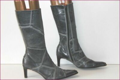 SPIRAL Mi pointed boots grey nuanced leather size 40 VGC