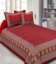 100 Pure Cotton Double Bed Sheet with 2 Pillow Covers
