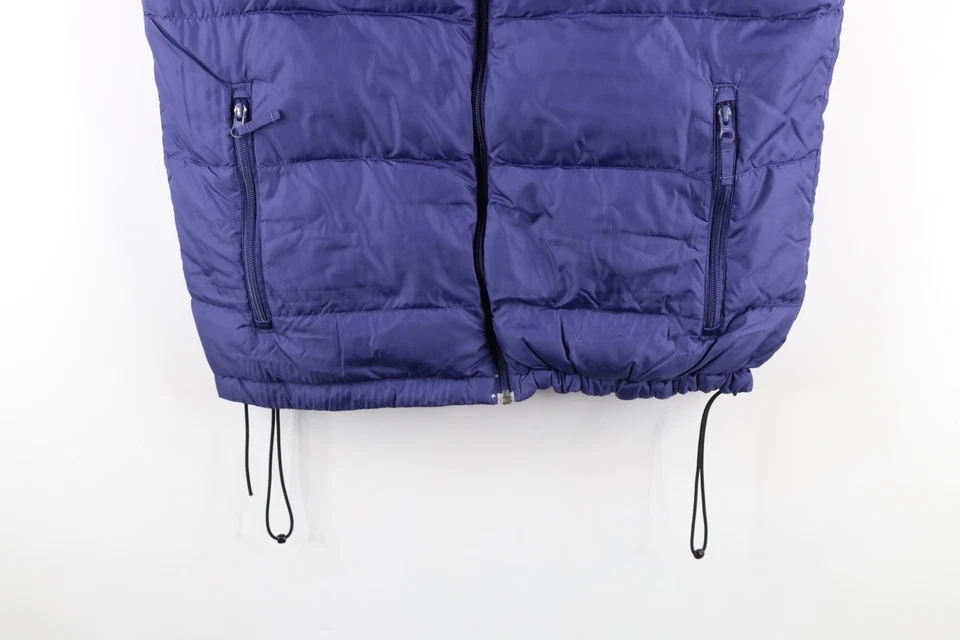 Vintage Lands End Mens Medium Blank Duck Down Insulated Puffer Vest Jacket Blue - Image 3 of 4