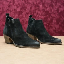 Very Volatile LA Women Distress Black Leather Double Zip Western Ankle Boots 9