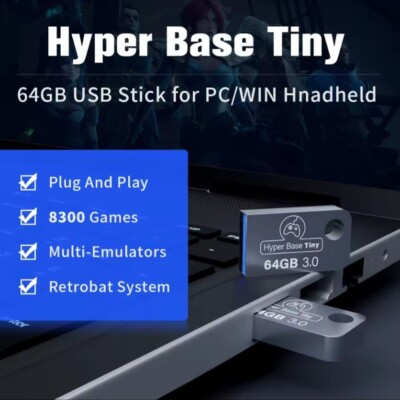 Retrobat Portable 64GB USB Game Disk 8K+ Games 15 Emulators TV