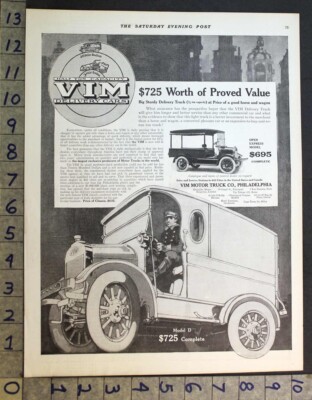 1916 VIM MOTOR DELIVERY PANEL MODEL D OPEN EXPRESS TRUCK PHILADELPHIA AD 35341