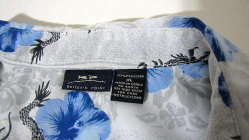 Hawaiian Bailey's Point Button Up Shirt black-Dragon-print Short Sleeve Blue XL - Picture 6 of 6