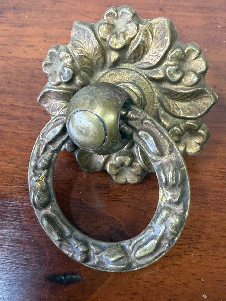 antiguo imperio clásico francés federal anillo redondo tira floral 1810 latón fino Foto 3 de 4