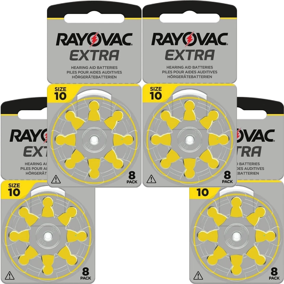 32 x Rayovac AC10 ZA10 YELLOW Hearing Aid Batteries 10 10au PR70 V10 DA230