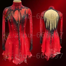 Figure Skating Dress Ice Skating Dress Competition Skating Wear red dyeing