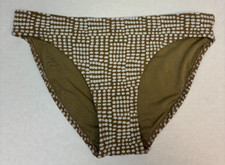 NWT AMERICAN EAGLE AERIE TAN  WHITE DOTTED SWIM BOTTOMS SIZE: SMALL 