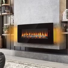 48 Inches Ultra-Thin Electric Fireplace Wall Mounted & Recessed Fireplace Heater