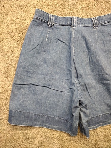 Vintage Womens Size 30" High Waisted Pleat Front Dark Blue Jorts Jeans Short - Picture 9 of 11