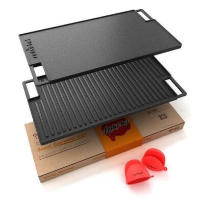 NutriChef Silicone Oven Grab Mitt Stain-Resistant Classic Flat Grill Pan/