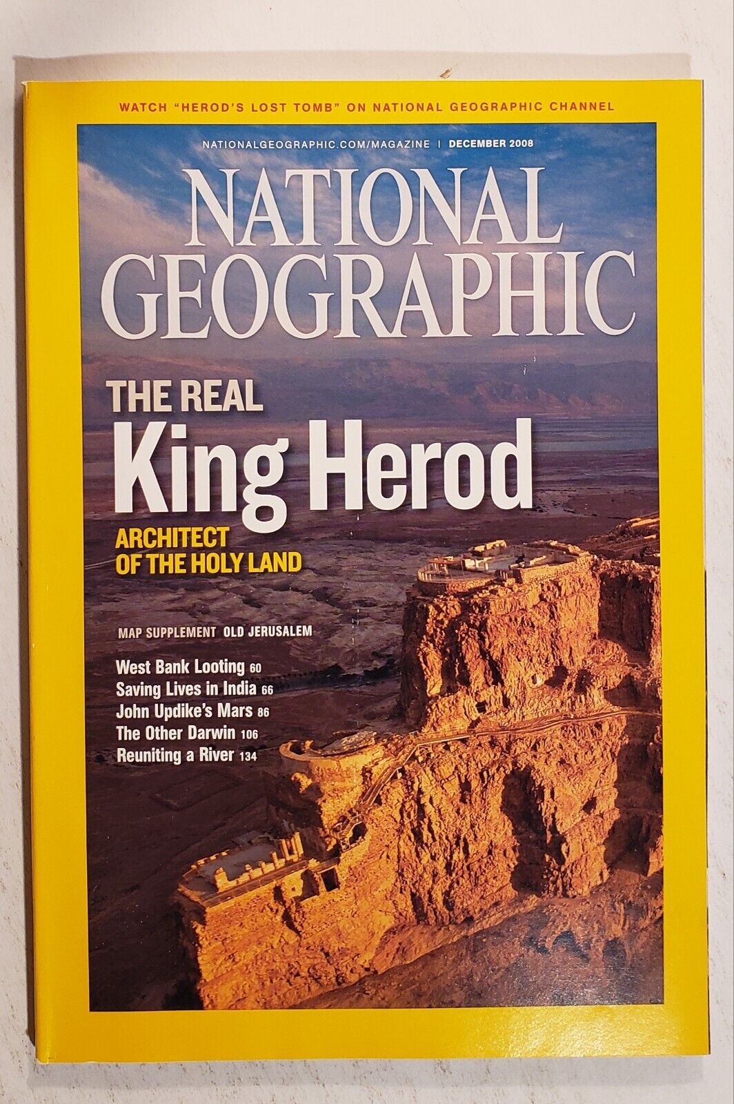 National Geographic December 2008 King Herod West Bank Darwin John Updike India 