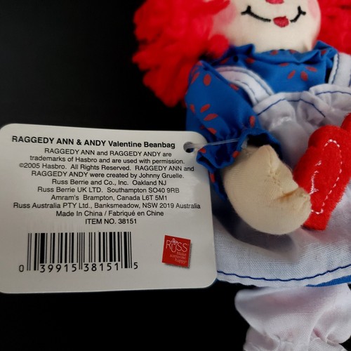 RAGGEDY ANN Mini VALENTINE Mini Beanbag Doll "I Love You" Heart Banner NEW - NOS - Picture 4 of 6