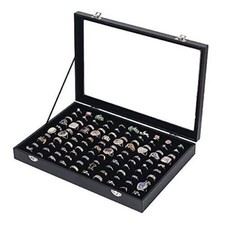 Ausalivan 100 Slots Ring Holder Organizer Box ,Jewelry Ring Display Case,