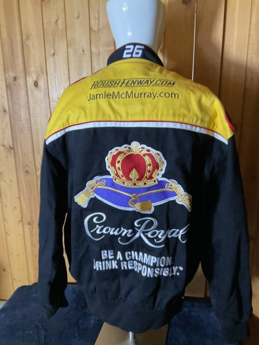 Vintage Nascar Racing Jacket Crown Royal JH Design Embroidered Patch Size L - Picture 5 of 13