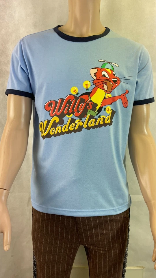 Willy's Wonderland Consanitor Camiseta Camiseta M L XL XXL Nicholas Cage Azul Marino Timbre Foto 3 de 3
