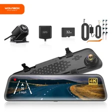 WOLFBOX G840S Dash Cam Free Hardwire Kit+SD Mirror Camera Front and Rear