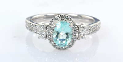 Rhapsody Paraiba Tourmaline & Diamond Ring in Platinum 1.11 Carats Size 7