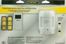Defiant Daylight Adjusting Indoor Digital Timer w Motion Sensor Automation 8 amp