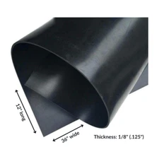 Neoprene Rubber Sheet Solid 1/8 Thick x 36" wide x 12" long 60A Duro, Black