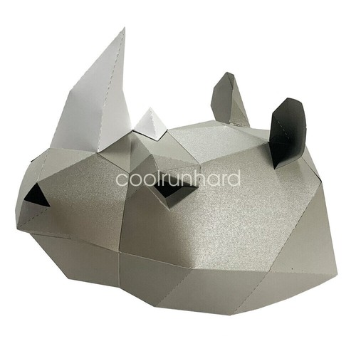 Paper Mask Rhinoceros Halloween Costume Rhino Cosplay Paper Craft Model Mask - Picture 5 of 7
