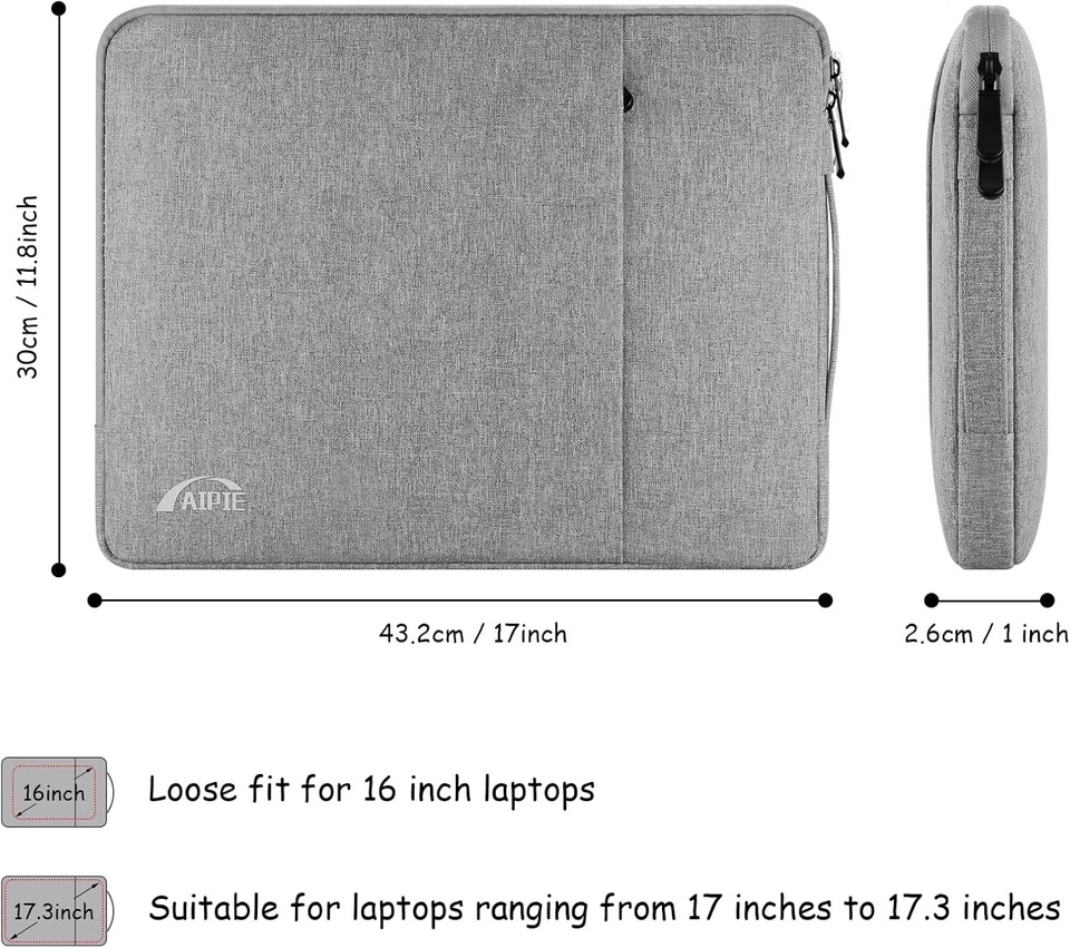 Laptoptasche 17 - 17,3 Zoll Schutz Laptophülle mit Griff 2 Fach Notebooktasche L - Bild 2 von 4