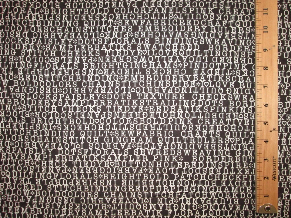 COSER TEJER PALABRAS TEXTO ARTESANÍA NEGRO BLANCO ALGODÓN TELA FQ Foto 4 de 4