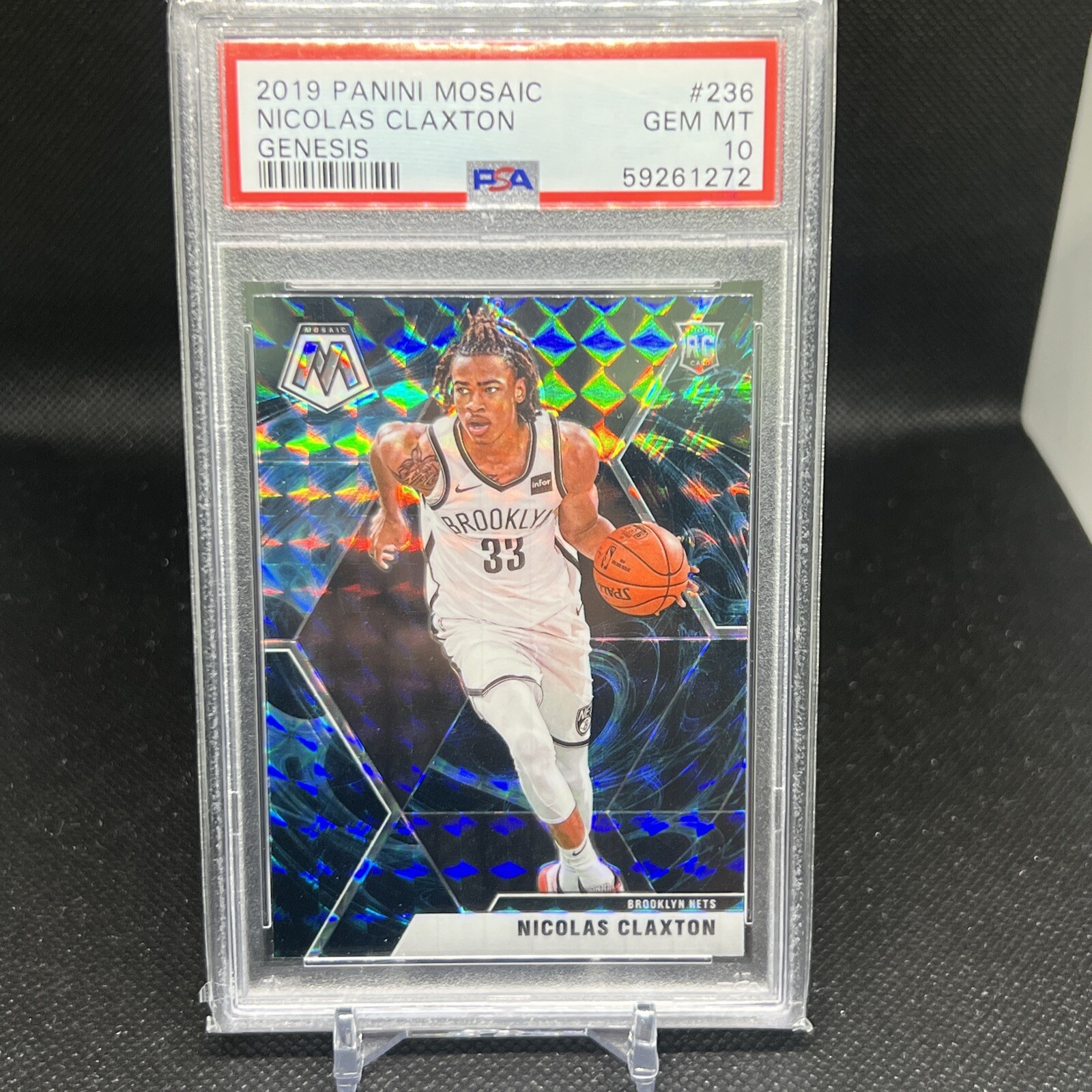 2019 Panini Mosaic Nicolas Claxton Genesis SSP #236 Rookie RC PSA 10 Nets