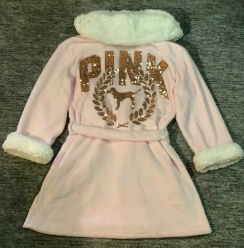 Victoria's Secret Rosa Bling Sherpa Vestido de Peluche con Capucha Rosa Oro Rosa Perro M L Nuevo con Etiquetas - Imagen 11 de 12