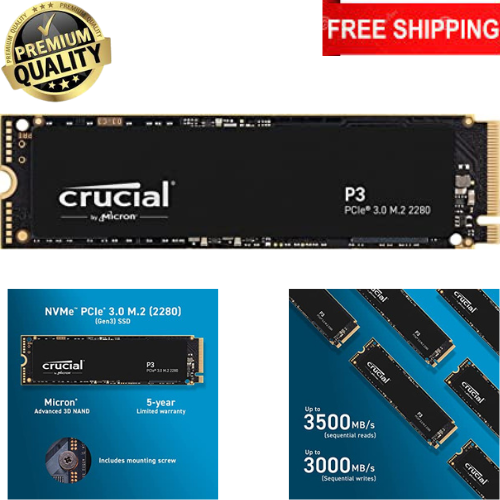 Crucial P3 1TB M 2 PCIe Gen3 NVMe Internal SSD Up To 3500MB s 