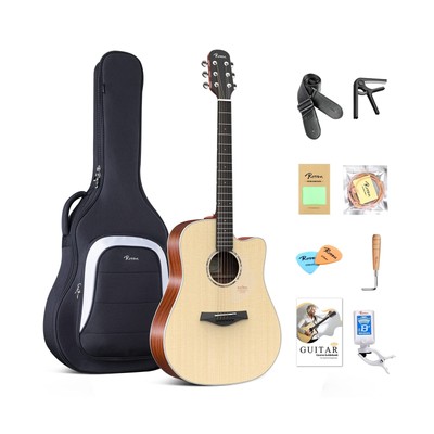 Rosen N10 Acoustic Guitar for Beginner Adults Full Size Dreadnought Solid Spr...