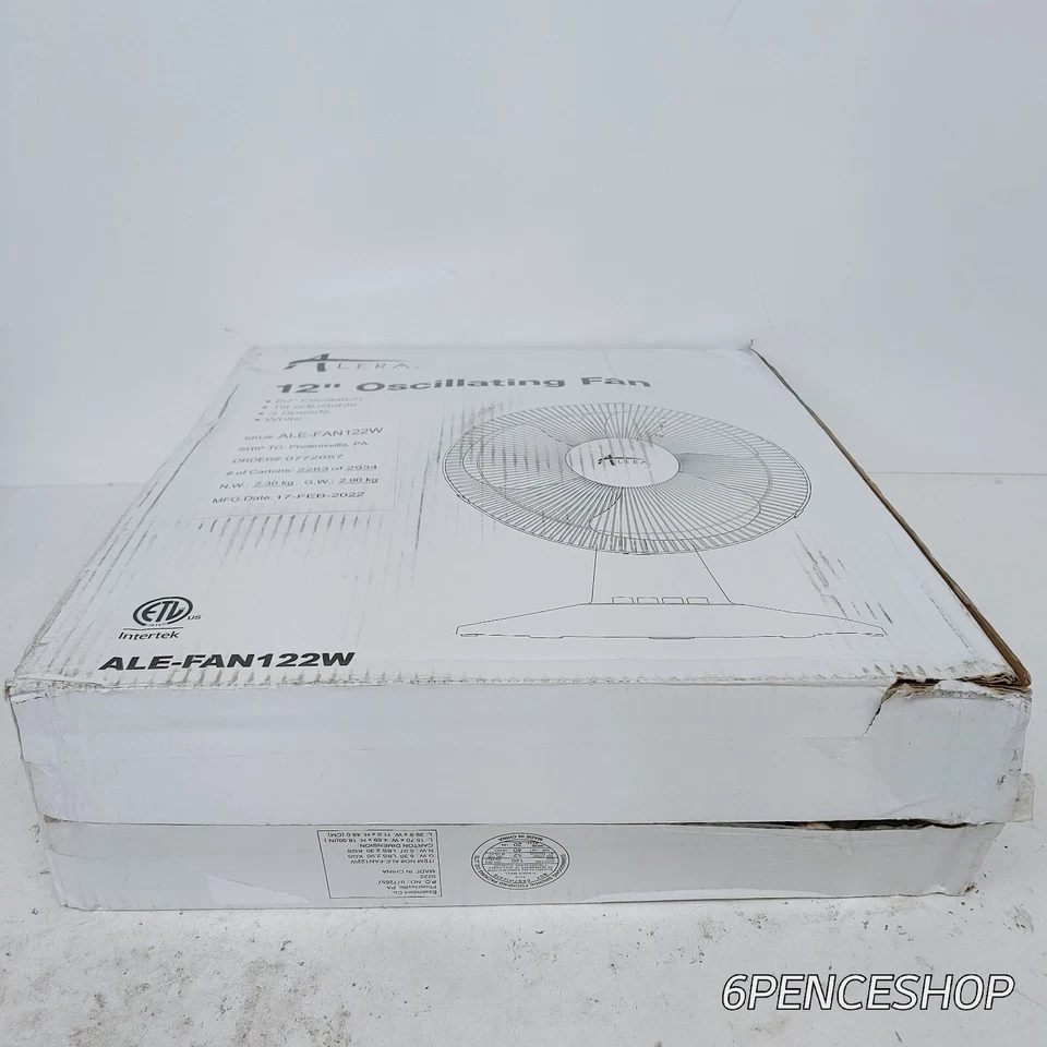 *Caja Perfecta* Ventilador de Escritorio Oscilante Alera FAN122 12" 3 Velocidades Plástico Blanco Foto 2 de 4