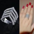 Four Chevron Shape With 4.32 CT White Simulated Sapphire Party Wear Women's Ring