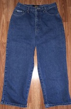 Junior s ROUTE 66 100 Cotton Blue Cropped Jeans Flowers on Pockets, 7/8
