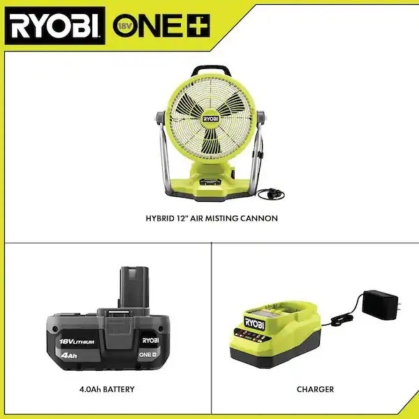 Ryobi battery sale misting fan