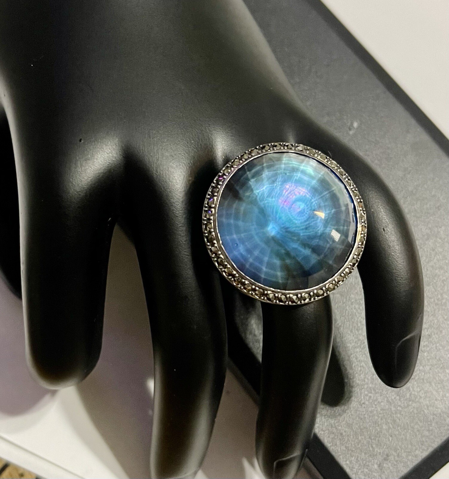 Large Blue Labradorite Gemstone Ring Handcrafted … - image 3