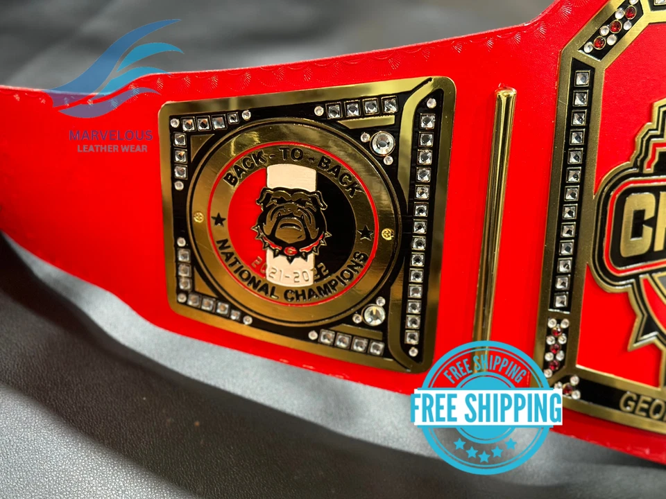 ПОЯС НАЦИОНАЛЬНОГО ЧЕМПИОНАТА GEORGIA BULLDOG Super Bowl взрослый размер латунная пластина 2 мм - Изображение 4 из 4