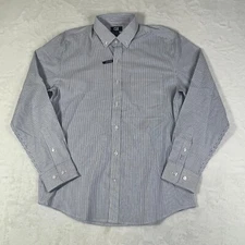 Cutter & Buck Shirt Men Medium Blue White Striped Button Long Sleeve Stretch NWT
