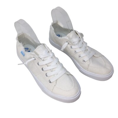 Obtaom Fashion Canvas Sneaker Natural White Size 8 Low Top Slip On Shoes Walking